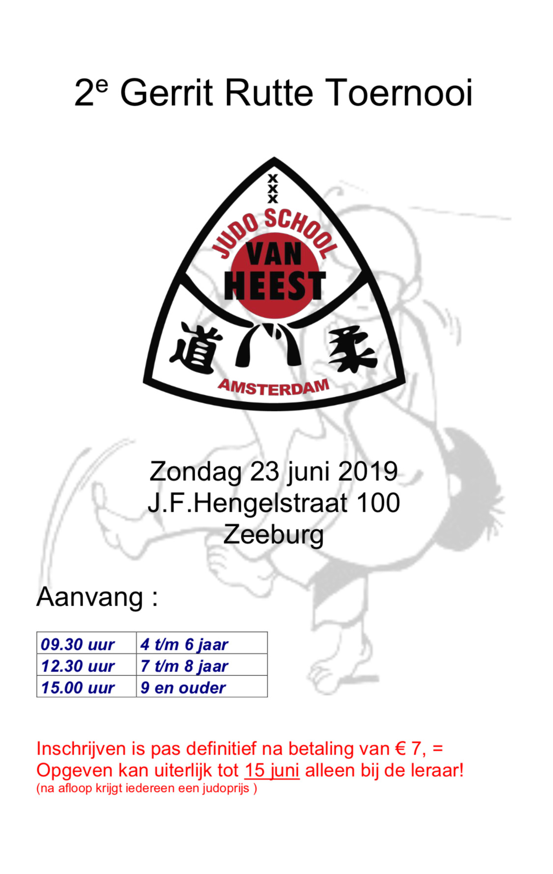 2e Gerrit Rutte Toernooi  Zondag 23 juni 2019